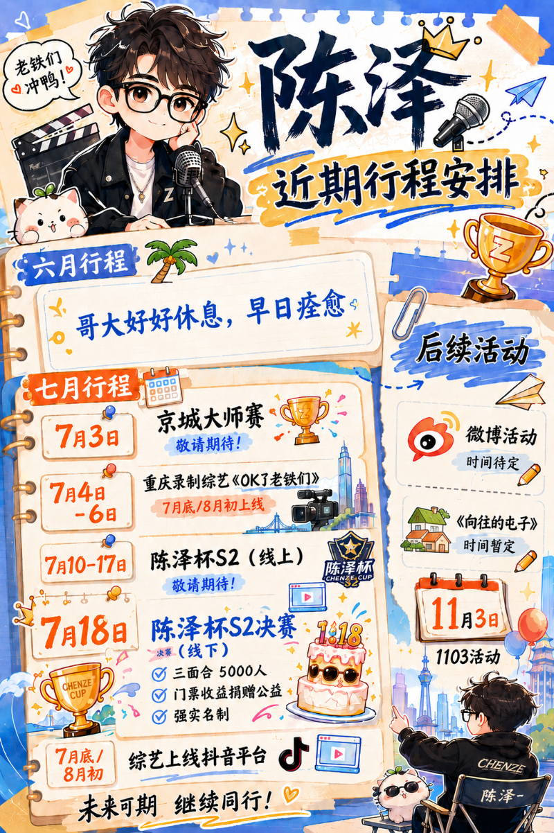 陈泽近期行程